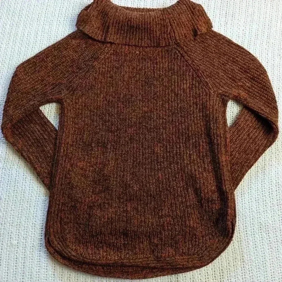 Snails & Cinnamon Sweater Medium Brown Black Marled Kangaroo Pocket Turtleneck/ - Picture 2 of 11